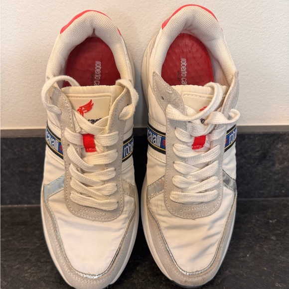 Roberto Cavalli Sport White and Silver Athletic Shoes - Picture 6 of 13